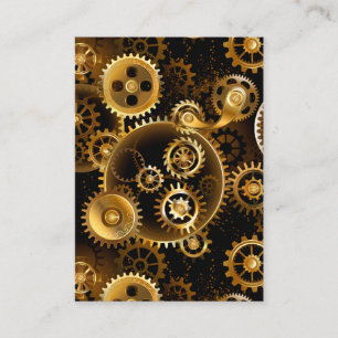 Seamless Steampunk Brass Gears Business Card