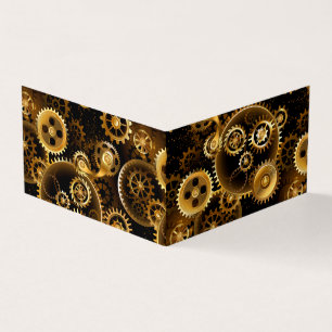 Seamless Steampunk Brass Gears Business Card