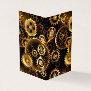 Seamless Steampunk Brass Gears Business Card