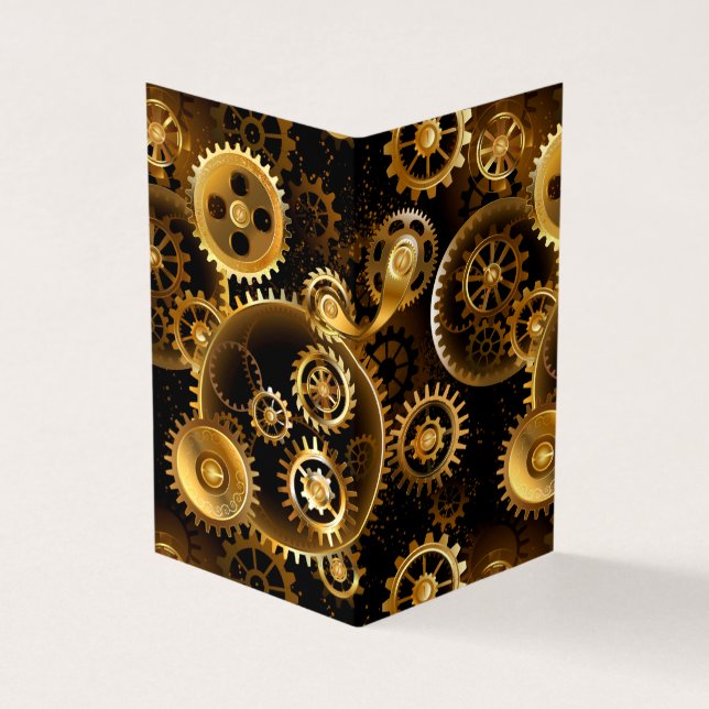 Seamless Steampunk Brass Gears Business Card (Outside)