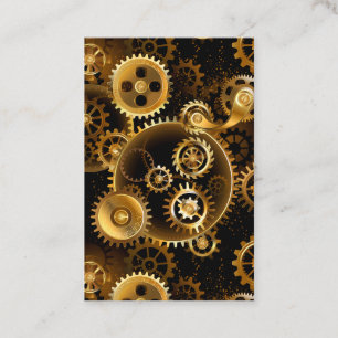 Seamless Steampunk Brass Gears Business Card