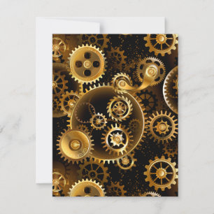 Seamless Steampunk Brass Gears Card