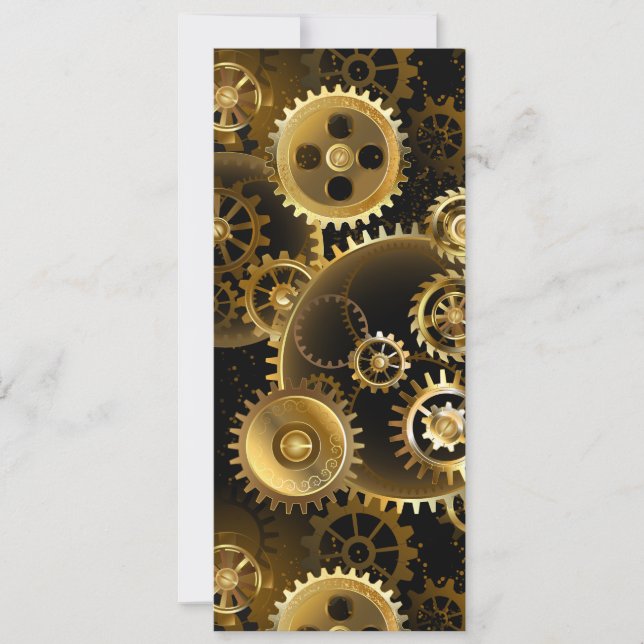 Seamless Steampunk Brass Gears Card (Front)