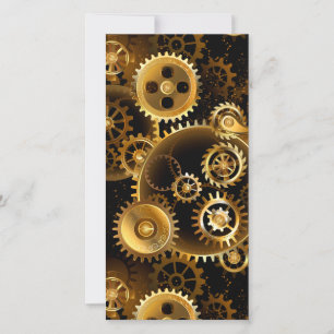 Seamless Steampunk Brass Gears Card