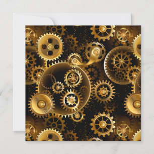 Seamless Steampunk Brass Gears Card