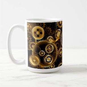 Seamless Steampunk Brass Gears Coffee Mug