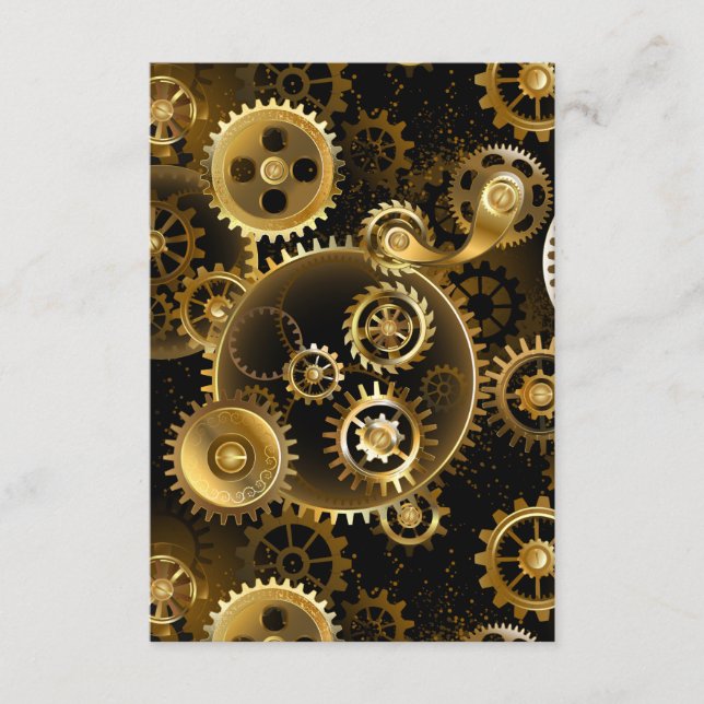 Seamless Steampunk Brass Gears Enclosure Card (Front)