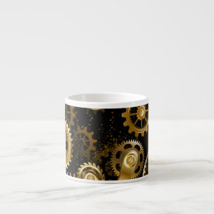 Seamless Steampunk Brass Gears Espresso Cup
