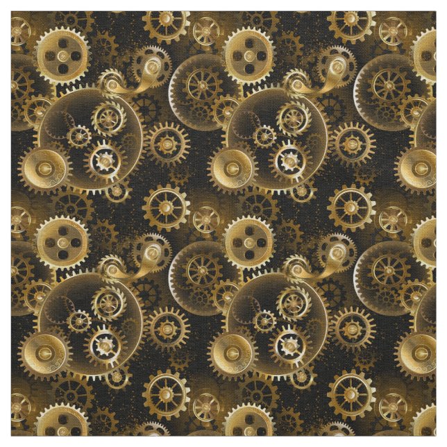 Seamless Steampunk Brass Gears Fabric (Swatch)