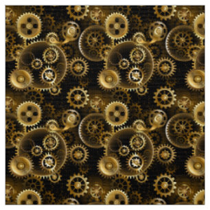 Seamless Steampunk Brass Gears Fabric