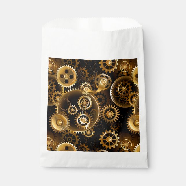 Seamless Steampunk Brass Gears Favour Bag (Front)
