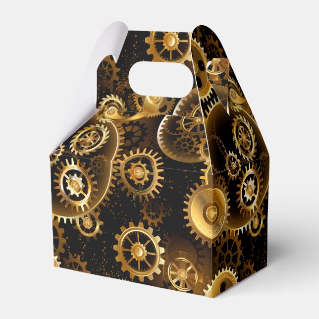Seamless Steampunk Brass Gears Favour Box (Front Side)