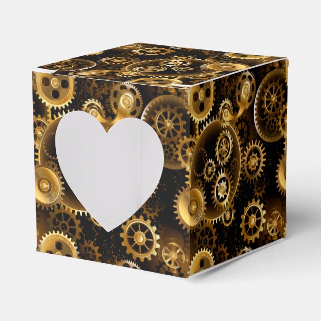 Seamless Steampunk Brass Gears Favour Box (Front Side)