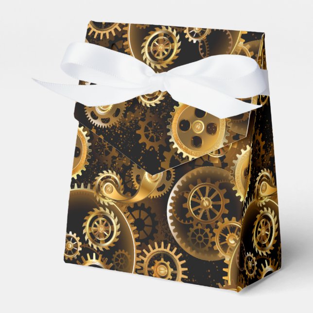 Seamless Steampunk Brass Gears Favour Box (Front Side)