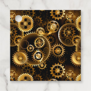 Seamless Steampunk Brass Gears Favour Tags