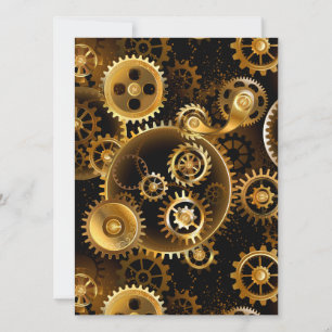Seamless Steampunk Brass Gears Holiday Card