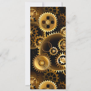 Seamless Steampunk Brass Gears Holiday Card