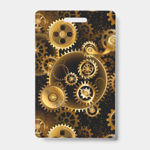 Seamless Steampunk Brass Gears ID Badge