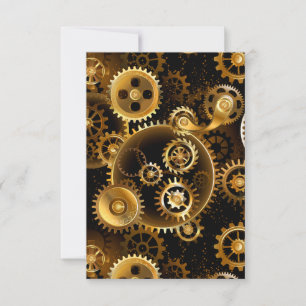 Seamless Steampunk Brass Gears Invitation