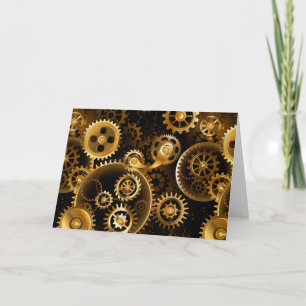 Seamless Steampunk Brass Gears Invitation
