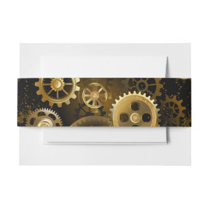 Seamless Steampunk Brass Gears Invitation Belly Band