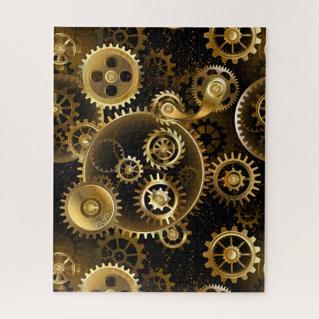 Seamless Steampunk Brass Gears Jigsaw Puzzle (Vertical)