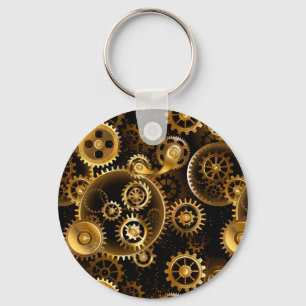 Seamless Steampunk Brass Gears Key Ring