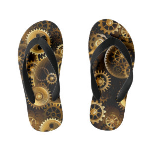 Seamless Steampunk Brass Gears Kid's Thongs
