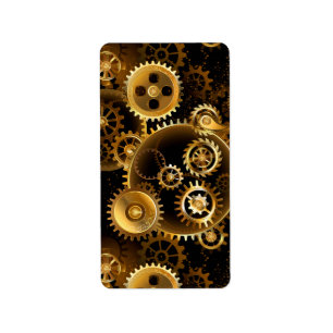 Seamless Steampunk Brass Gears Label