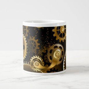 Seamless Steampunk Brass Gears Large Coffee Mug