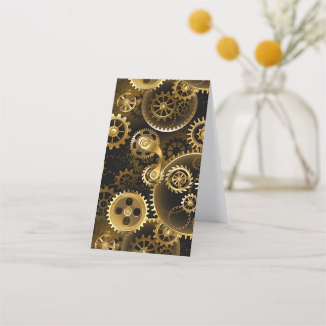 Seamless Steampunk Brass Gears Loyalty Card (Back)