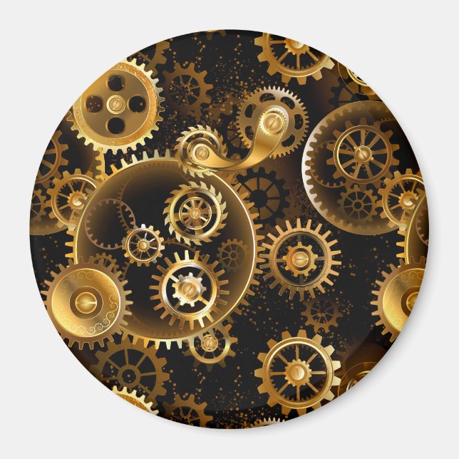 Seamless Steampunk Brass Gears Magnet (Front)