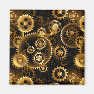 Seamless Steampunk Brass Gears Magnet