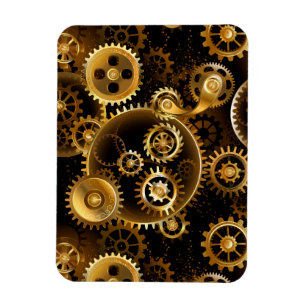 Seamless Steampunk Brass Gears Magnet