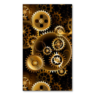 Seamless Steampunk Brass Gears Magnetic Business Card