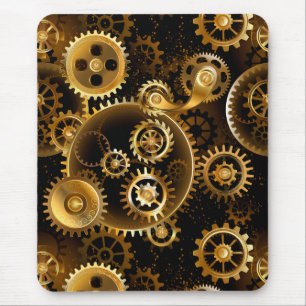 Seamless Steampunk Brass Gears Mouse Pad