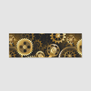 Seamless Steampunk Brass Gears Name Tag