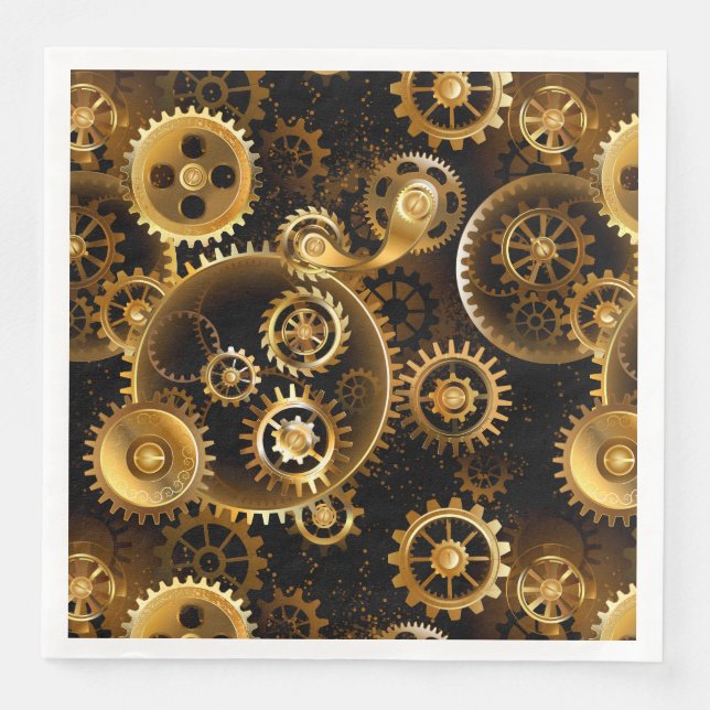 Seamless Steampunk Brass Gears Napkin (Front)
