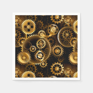 Seamless Steampunk Brass Gears Napkin