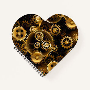 Seamless Steampunk Brass Gears Notebook