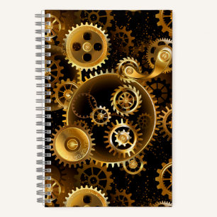 Seamless Steampunk Brass Gears Notebook