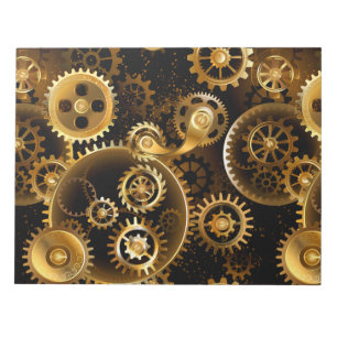 Seamless Steampunk Brass Gears Notepad