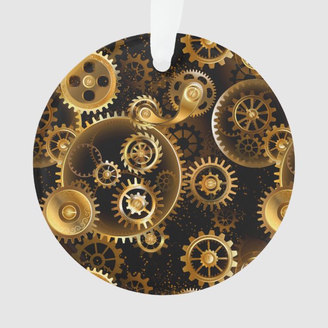 Seamless Steampunk Brass Gears Ornament (Front)