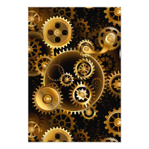 Seamless Steampunk Brass Gears Photo Print