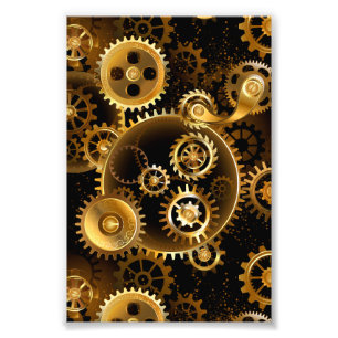 Seamless Steampunk Brass Gears Photo Print