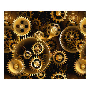 Seamless Steampunk Brass Gears Photo Print