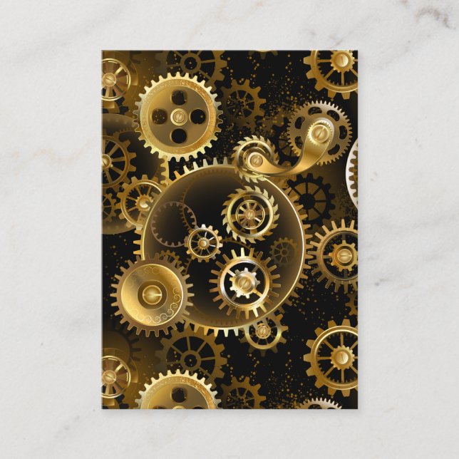 Seamless Steampunk Brass Gears Place Card (Front)