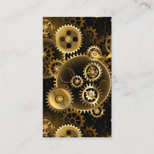 Seamless Steampunk Brass Gears Place Card (Front)