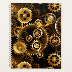 Seamless Steampunk Brass Gears Planner