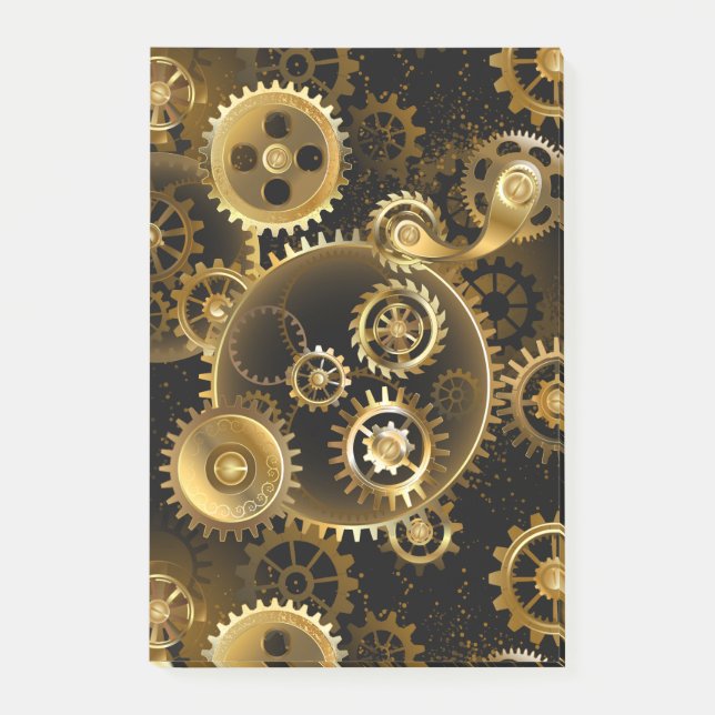 Seamless Steampunk Brass Gears Post-it Notes (Front)